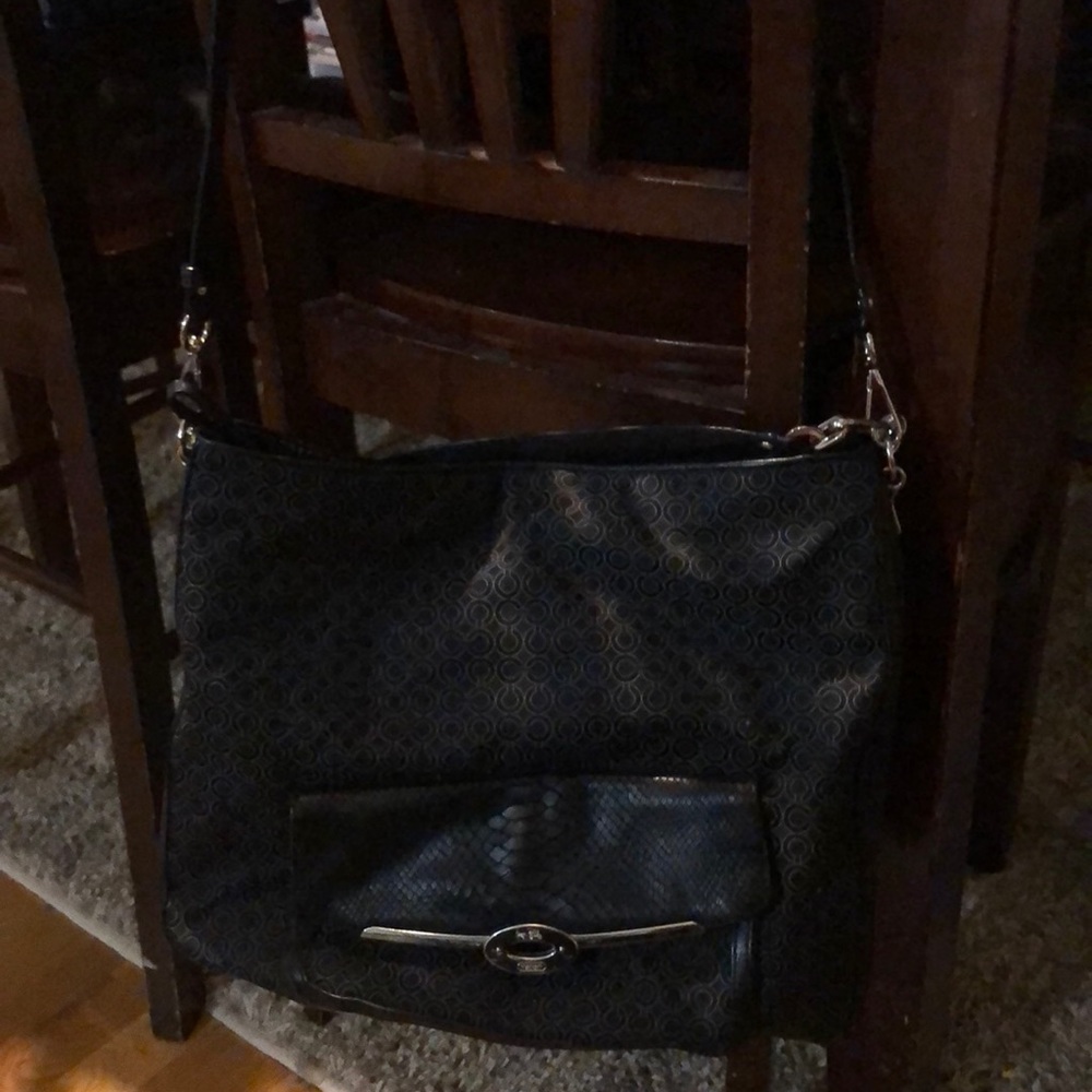 Black signature coach cross body bag